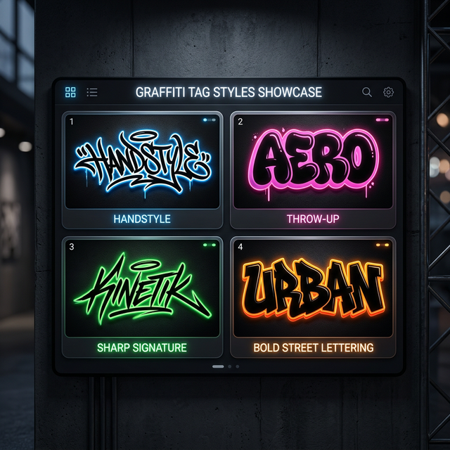 Grade de estilos de tag graffiti